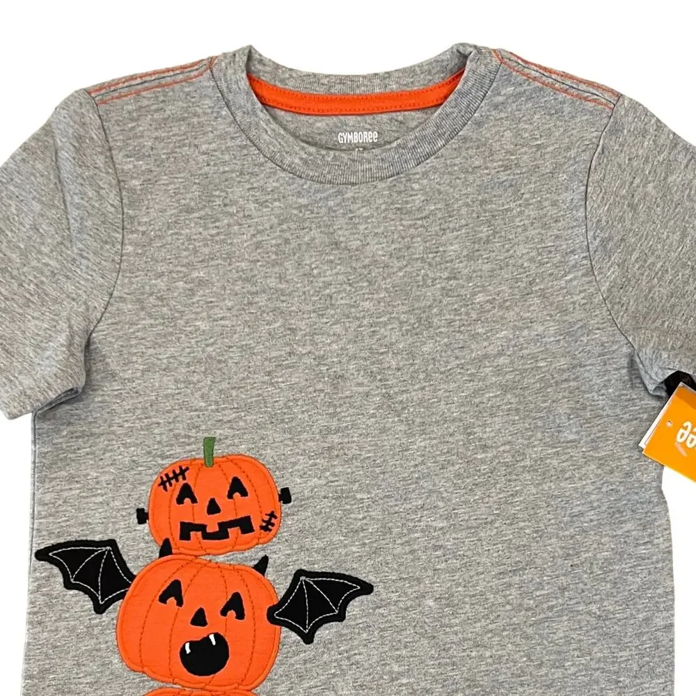*NWT Gymboree Boys Grey & Orange Halloween Pumpkin Top
